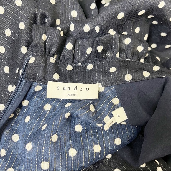 Sandro Pearl Crystal Polka Dot Mini Dress Size 36 - Picture 9 of 10